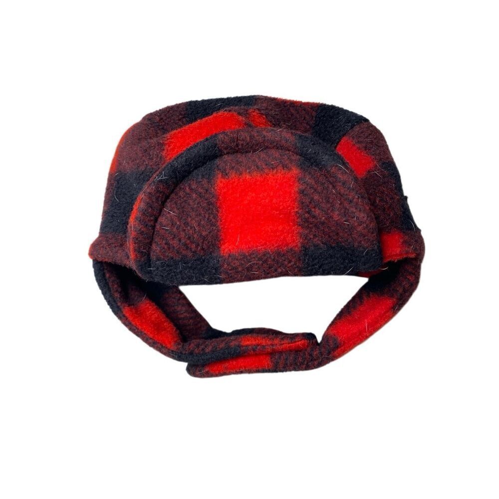 Warm Memories Alaska Buffalo Plaid Trapper Hat Red Black Fleece XS Winter Holida